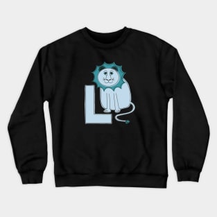 L is for Lion - Blue L Initial Crewneck Sweatshirt